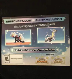 Shiny Miraidon Koraidon Code GameStop Pokemon Promo Legendary Scarlet Violet - Image 1