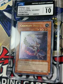 Yugioh CGC 10 Chainsaw Insect SOI-EN021 Ultimate Rare Unlimited Clean Card - Image 2