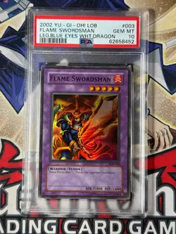 Yugioh 2002 PSA 10 Flame Swordsman LOB-003 Super Rare Unlimited Original - Image 1