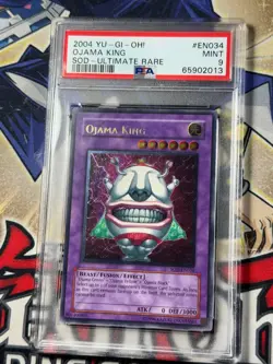Yugioh PSA 9 Ojama King SOD-EN034 Ultimate Rare Unlimited Clean Card - Image 1