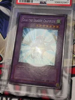 Yugioh PSA 9 Gaia the Dragon LOB-125 1st Edition FOIL Line Secret Rare - Image 3