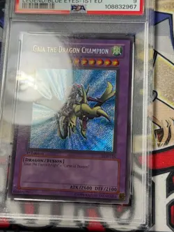 Yugioh PSA 9 Gaia the Dragon LOB-125 1st Edition FOIL Line Secret Rare - Image 5