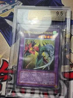 Yugioh BGS 9.5 Elemental Hero Flame Wingman TLM-EN035 1st Edition Ultimate Gold - Image 2