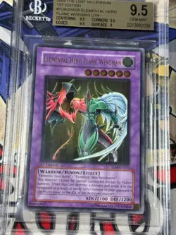 Yugioh BGS 9.5 Elemental Hero Flame Wingman TLM-EN035 1st Edition Ultimate Gold - Image 3