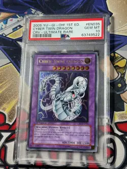 Yugioh PSA 10 Cyber Twin Dragon CRV-EN035 1st Edition Ultimate Rare - Image 1