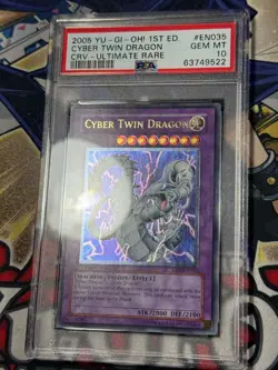 Yugioh PSA 10 Cyber Twin Dragon CRV-EN035 1st Edition Ultimate Rare - Image 3