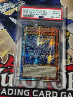 Yugioh PSA 10 Blue-Eyes Jet Dragon BACH-EN004 Starlight Rare 1st Edition - Image 1