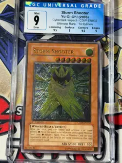 Yugioh CGC 9 Storm Shooter CDIP-EN032 1st Edition Ultimate Rare Error Foil Shift - Image 1