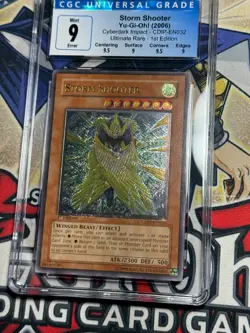 Yugioh CGC 9 Storm Shooter CDIP-EN032 1st Edition Ultimate Rare Error Foil Shift - Image 3