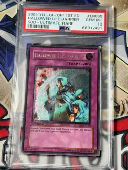 Yugioh PSA 10 Hallowed Life Barrier SOD-EN060 1st Edition Ultimate Rare - Image 1