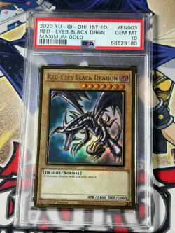 Yugioh PSA 10 Red-Eyes Black Dragon MAGO-EN003 Gold Rare 1st Edition - Image 1