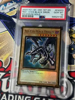 Yugioh PSA 10 Red-Eyes Black Dragon MAGO-EN003 Gold Rare 1st Edition - Image 3