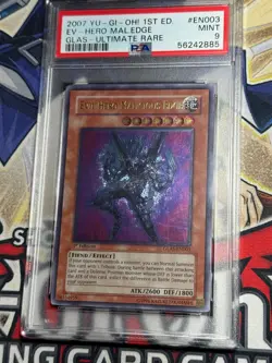 Yugioh PSA 9 Evil Hero Malicious Edge GLAS-EN003 1st Edition Ultimate Rare - Image 3