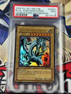 Yugioh PSA 9 Blue-Eyes White Dragon LOB-EN001 'EN' 2004 Secret Rare - Image 1