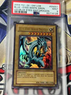 Yugioh PSA 9 Blue-Eyes White Dragon LOB-EN001 'EN' 2004 Secret Rare - Image 2