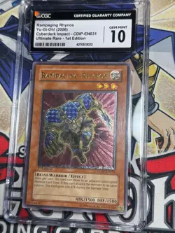 Yugioh CGC 10 Rampaging Rhynos CDIP-EN031 1st Edition Ultimate Rare - Image 3