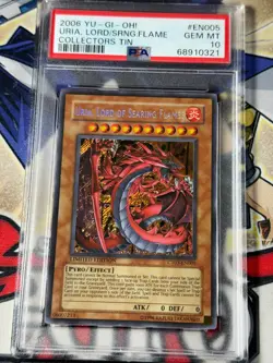 Yugioh PSA 10 Uria, Lord of Searing Flames CT03-EN005 Secret Rare Promo - Image 1