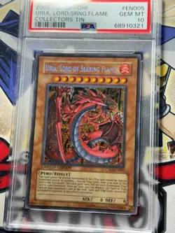 Yugioh PSA 10 Uria, Lord of Searing Flames CT03-EN005 Secret Rare Promo - Image 2