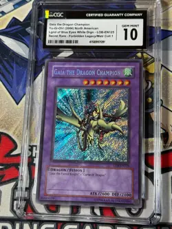 Yugioh CGC 10 Gaia the Dragon Champion LOB-EN125 'EN' 2004 Secret Rare - Image 1