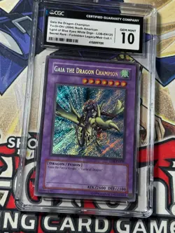 Yugioh CGC 10 Gaia the Dragon Champion LOB-EN125 'EN' 2004 Secret Rare - Image 3