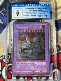 Yugioh CGC 9 Chimeratech Overdragon POTD-EN034 1st Edition Ultimate Rare - Image 1
