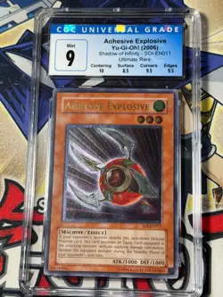 Yugioh CGC 9 Adhesive Explosive SOI-EN011 Ultimate Rare Unlimited Clean Card - Image 1