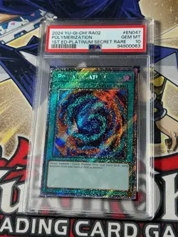 Yugioh PSA 10 Polymerization RA02-EN047 Platinum Secret Rare 1st Edition - Image 1