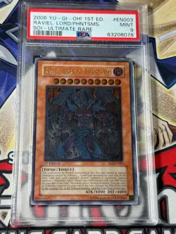 Yugioh PSA 9 Raviel, Lord of Phantasms SOI-EN003 1st Edition Ultimate Rare - Image 1