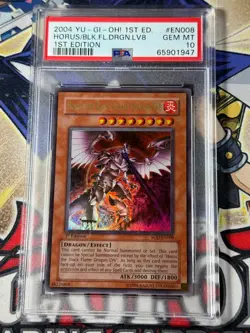 Yugioh PSA 10 Horus the Black Flame Dragon LV8 SOD-EN008 1st Edition Ultra Rare - Image 1