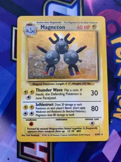 Pokemon TCG Magneton Base Set Holo Rare Card 9/102 WOTC MP - Image 1