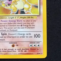 # 4 Charizard 4/102 Base Set Holo Pokemon Card TCG Excellent Condition - Image 4