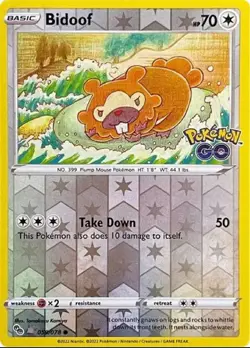 Pokemon TCG Bidoof Peelable Hidden Ditto Card #059/078 Pokemon Go Reverse Holo - Image 1