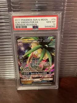 PSA 10 Alolan Exeggutor GX. Crimson Invasion #74. Gem Mint 💎 2017 Pokemon card. - Image 1