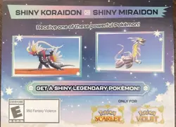 Shiny Miraidon Koraidon Code GameStop Pokemon Promo Legendary Scarlet Violet - Image 1