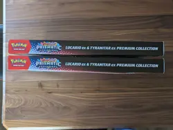 2 x Pokemon Prismatic Evolutions Lucario EX and Tyranitar EX Premium Collection - Image 2