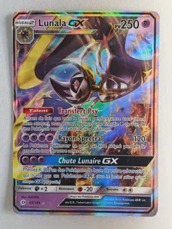 Carte Pokemon FRANCAIS Lunala GX (SUM 66) Soleil et Lune BEND [POOR] - Image 1
