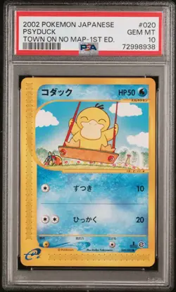 🔥 🦆 2002 POKEMON JAPANESE THE TOWN ON NO MAP 1ST EDITION #020 PSYDUCK PSA 10 - Image 1