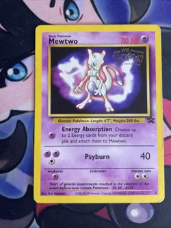 Mewtwo #3 Black Star Promo WB Kids Stamped Rare Vintage 1999 Pokemon creased MP - Image 1