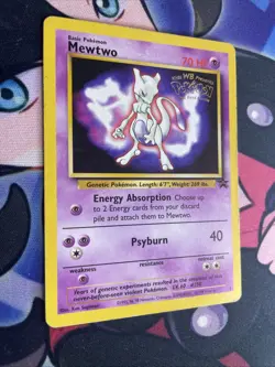 Mewtwo #3 Black Star Promo WB Kids Stamped Rare Vintage 1999 Pokemon creased MP - Image 2