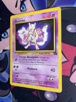 Mewtwo #3 Black Star Promo WB Kids Stamped Rare Vintage 1999 Pokemon creased MP - Image 3