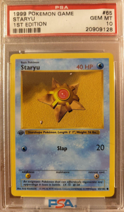 1999 Pokemon Base Set 1st Edition Shadowless Staryu 65/102 - PSA 10 GEM MINT - Image 1