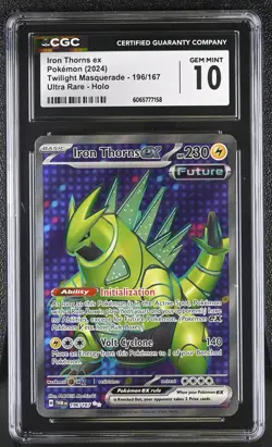 CGC 10 Iron Thorns ex 196/167 Ultra Rare Twilight Masquerade Pokemon Card - Image 1
