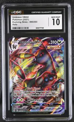 CGC 10 Umbreon VMAX 095/203 Holo Evolving Skies Pokemon Card - Image 1