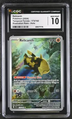 CGC 10 Relicanth 173/162 Illustration Rare Temporal Forces Pokemon Card - Image 1