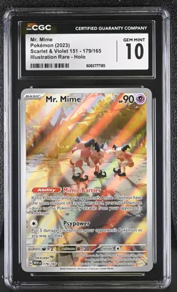 CGC 10 Mr. Mime 179/165 Illustration Rare Scarlet & Violet 151 Pokemon Card - Image 1