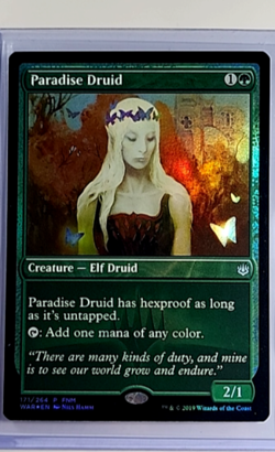 2019 MTG Magic The Gathering FNM War of the Spark Promo Foil #171 Paradise Druid - Image 1