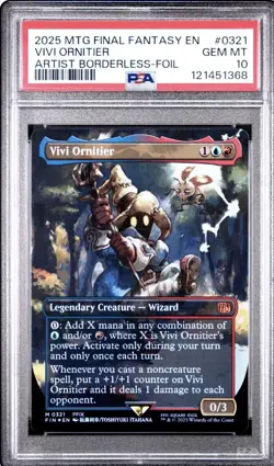 2025 MTG FINAL FANTASY ARTIST BORDERLESS-FOIL #0321 VIVI ORNITIER PSA 10 - Image 1