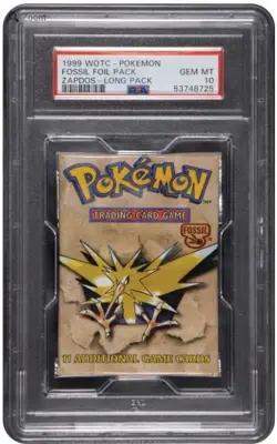 1999 WOTC Pokemon Fossil Foil Pack Long Pack - Zapdos PSA 10 GEM MINT booster - Image 1