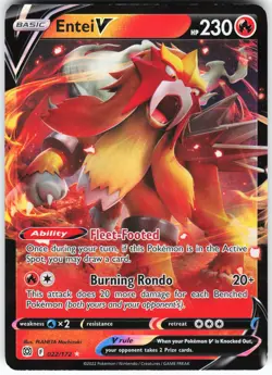 Entei V 022/172 Pokemon SWSH09: Brilliant Stars Holo Ultra Rare NM - Image 1