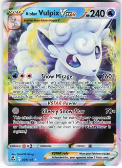 Alolan Vulpix VSTAR 034/195 Pokemon SWSH12: Silver Tempest Holo Ultra Rare NM - Image 1
